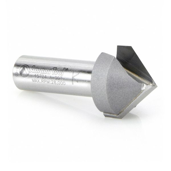 Amana 45724 Carbide Tipped V-Groove 90 Deg x 1 Inch Dia x 1/2 x 1/2 Shank
