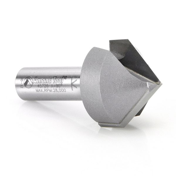 Amana 45726 Carbide Tipped V-Groove 90 Deg x 1-1/4 Dia x 9/16 x 1/2 Inch Shank