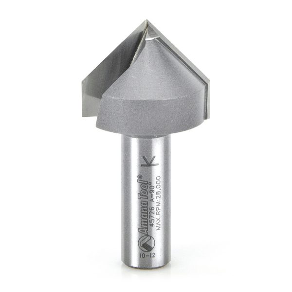 Amana 45726 Carbide Tipped V-Groove 90 Deg x 1-1/4 Dia x 9/16 x 1/2 Inch Shank