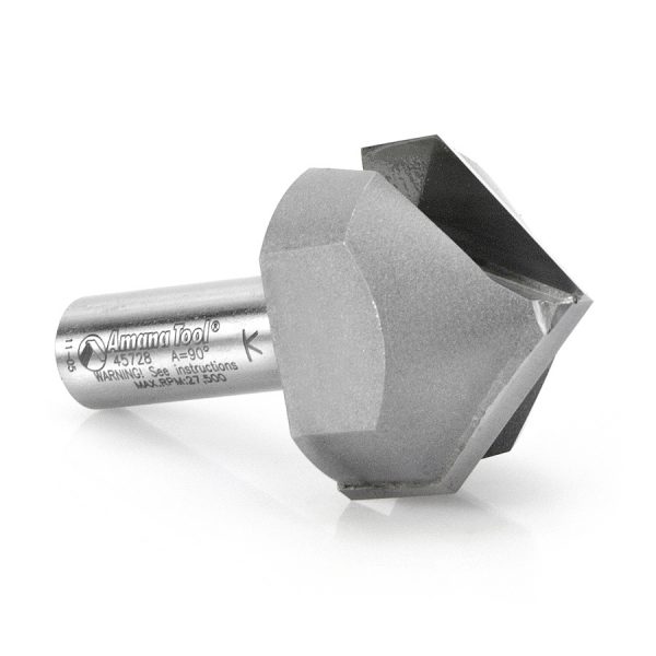 Amana 45728 Carbide Tipped V-Groove 90 Deg x 1-1/2 Dia x 1-1/4 Inch x 1/2 Shank