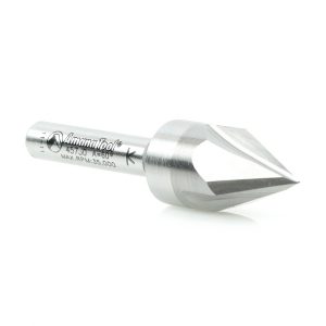 Amana 45730 Solid Carbide Cutting Head Brazed to Steel Shank V-Groove Signmaking & Lettering 60 Deg x 9/16 Dia x 7/16 x 1/4 Inch Shank