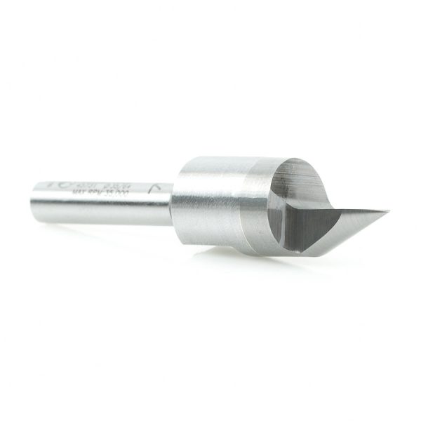 Amana 45731 Solid Carbide Cutting Head Brazed to Steel Shank V-Groove Signmaking & Lettering 60 Deg x 9/16 Dia x 7/16 x 1/4 Inch Shank