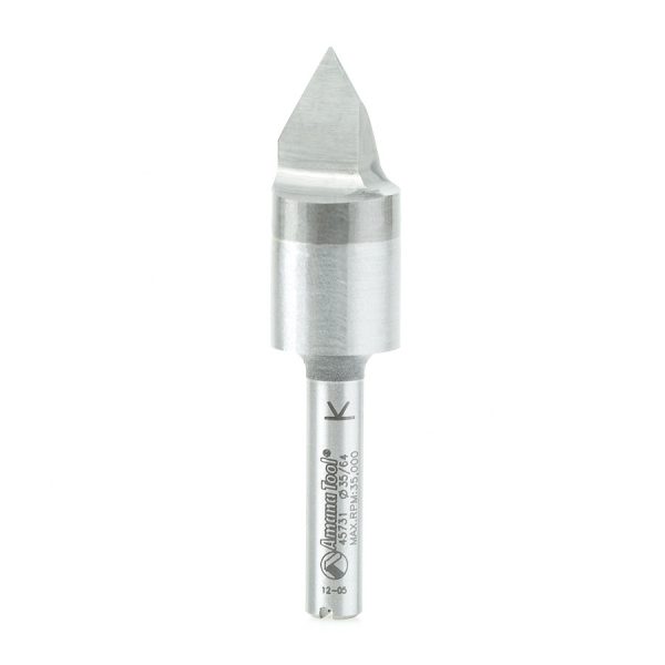 Amana 45731 Solid Carbide Cutting Head Brazed to Steel Shank V-Groove Signmaking & Lettering 60 Deg x 9/16 Dia x 7/16 x 1/4 Inch Shank