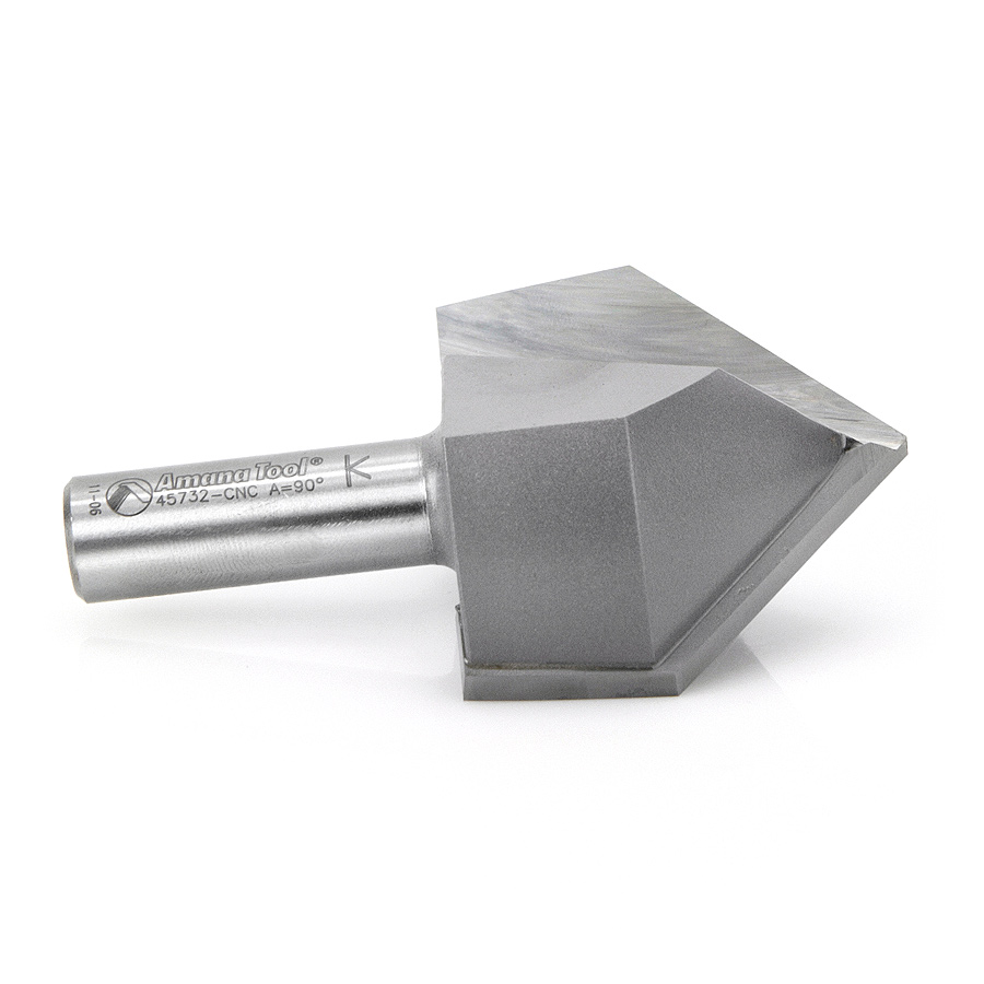 Amana 45732-CNC Carbide Tipped V-Groove 90 Deg x 2 Inch Dia x 1 x 1/2 Shank