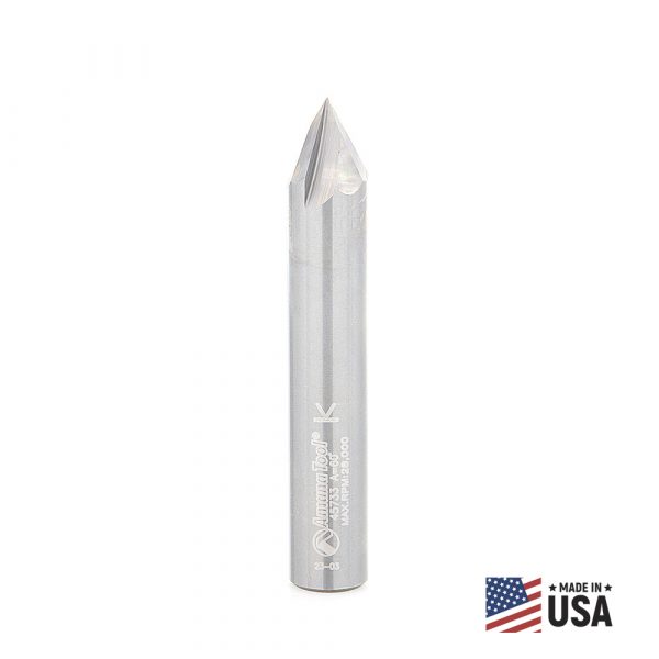 Amana 45733 Solid Carbide V-Groove Signmaking & Lettering 60 Deg x 1/2 Dia x 1/2 x 1/2 Inch Shank
