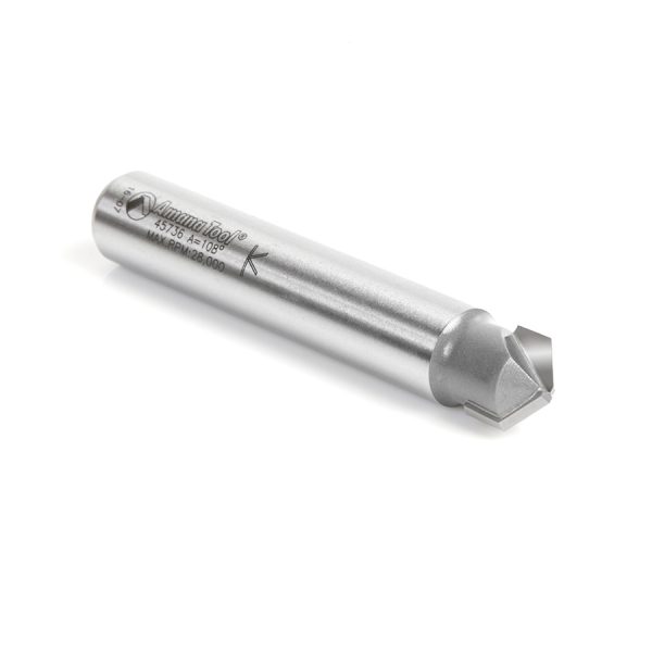 Amana 45736 Carbide Tipped Double Edge Folding V-Groove 108 Deg x 0.090 Inch Tip Width x 5/32 x 1/2 Dia. x 1/2 Inch Shank