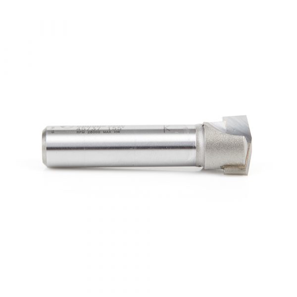 Amana 45737 Carbide Tipped Double Edge Folding V-Groove 155 Deg x 0.118 Inch Tip Width x 3/4 Dia x 1/8 x 1/2 Inch Shank