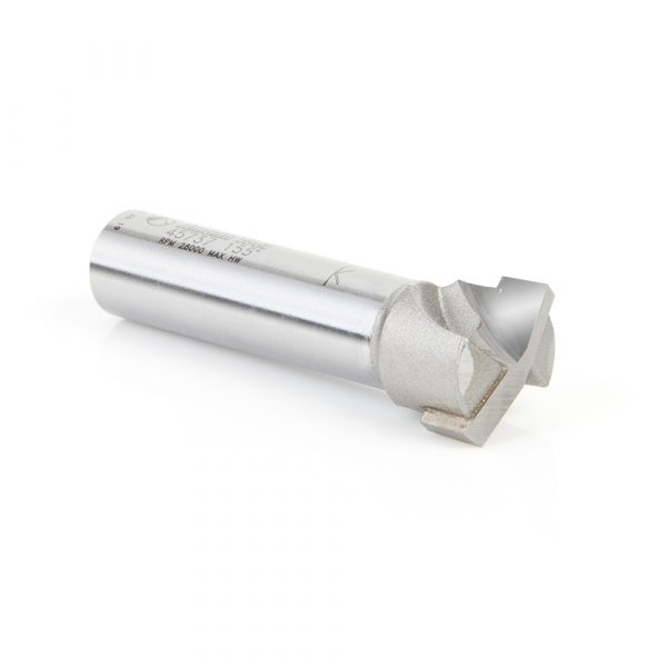 Amana 45737 Carbide Tipped Double Edge Folding V-Groove 155 Deg x 0.118 Inch Tip Width x 3/4 Dia x 1/8 x 1/2 Inch Shank