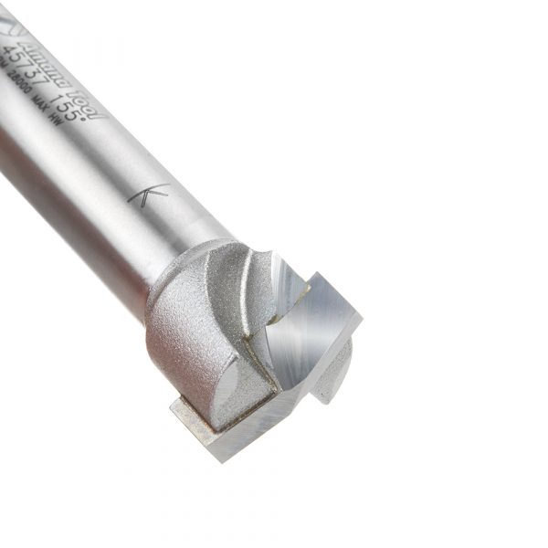 Amana 45737 Carbide Tipped Double Edge Folding V-Groove 155 Deg x 0.118 Inch Tip Width x 3/4 Dia x 1/8 x 1/2 Inch Shank
