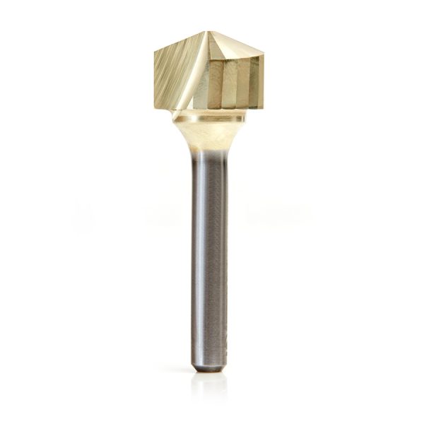 Amana 45741 Carbide V-Groove 135 Deg. Folding for Composite Material Panels Like TCM, CCM, ACM, 0.078 Inch Tip Width x 1/8 x 3/4 Dia. x 1/4 Inch Shank ZrN Coated Router Bit