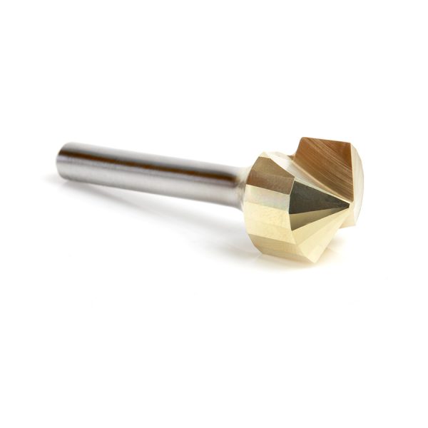 Amana 45741 Carbide V-Groove 135 Deg. Folding for Composite Material Panels Like TCM, CCM, ACM, 0.078 Inch Tip Width x 1/8 x 3/4 Dia. x 1/4 Inch Shank ZrN Coated Router Bit