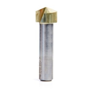 Amana 45743 Carbide V-Groove 135 Deg. Folding for Composite Material Panels Like TCM, CCM, ACM, 0.078 Inch Tip Width x 1/8 x 3/4 Dia. x 1/2 Inch Shank ZrN Coated Router Bit