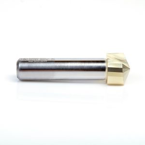 Amana 45743 Carbide V-Groove 135 Deg. Folding for Composite Material Panels Like TCM, CCM, ACM, 0.078 Inch Tip Width x 1/8 x 3/4 Dia. x 1/2 Inch Shank ZrN Coated Router Bit