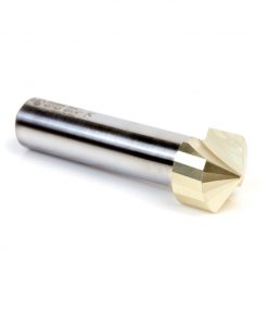Amana 45743 Carbide V-Groove 135 Deg. Folding for Composite Material Panels Like TCM, CCM, ACM, 0.078 Inch Tip Width x 1/8 x 3/4 Dia. x 1/2 Inch Shank ZrN Coated Router Bit