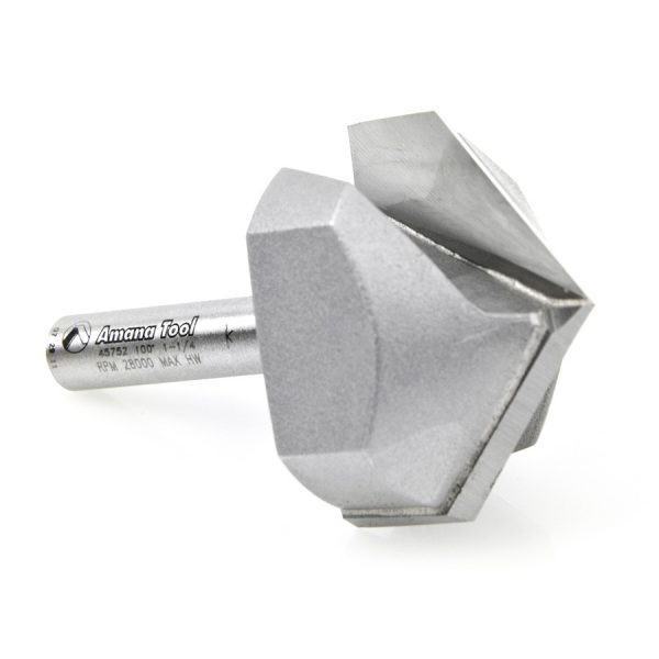 Amana 45752 Carbide Tipped V-Groove 100 Deg x 1-1/4 Dia x 17/32 x 1/4 Inch Shank