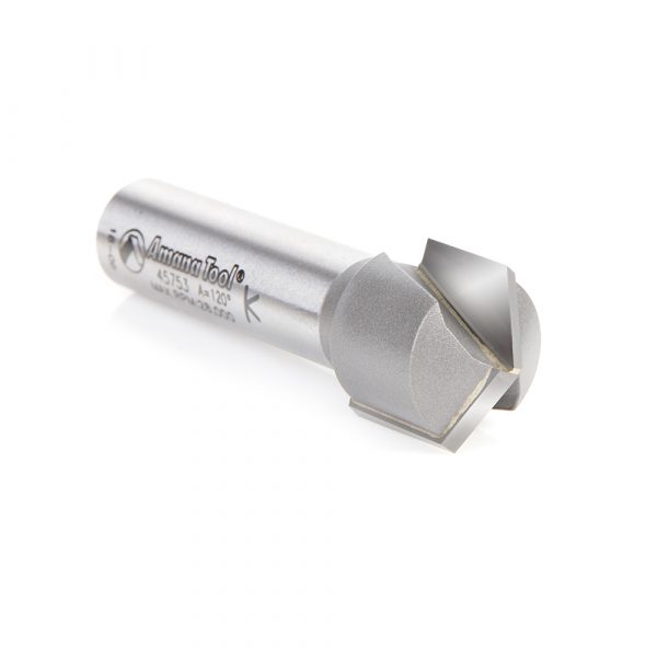 Amana 45753 Carbide Tipped V-Groove 120 Deg x 19.5mm (49/64) Dia x 5mm (13/64) x 12.7mm (1/2) Shank