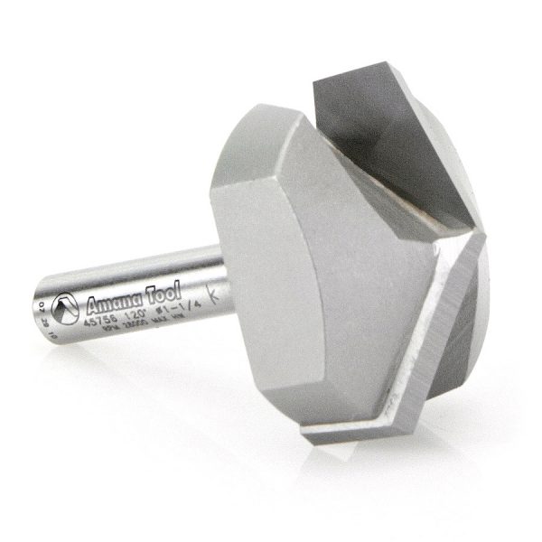 Amana 45756 Carbide Tipped V-Groove 120 Deg x 1-1/4 Dia x 23/64 x 1/4 Inch Shank