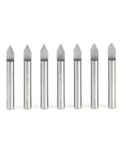 Amana 45769 7-Piece Solid Carbide 60 Deg Engraving 1/4 Inch Shank x 2 Inch Long Router Bit Set