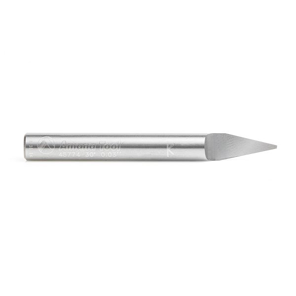 Amana 45774 Solid Carbide 30 Degree Engraving 0.030 Tip Width x 1/4 Inch Shank Signmaking