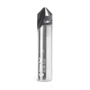 Amana 45778 Carbide V-Groove 90 Deg. Folding for Composite Material Panels Like SCM & TCM 0.090 Inch Tip Width x 13/64 x 1/2 Dia. x 1/2 Inch Shank AlTiN Coated Router Bit