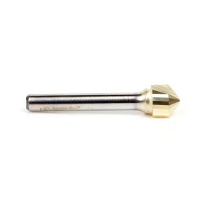 Amana 45781 Carbide V-Groove 108 Deg. Folding for Composite Material Panels Like TCM, CCM, ACM, 0.090 Inch Tip Width x 5/32 x 1/2 Dia. x 1/4 Inch Shank ZrN Coated Router Bit