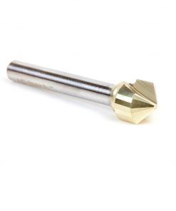 Amana 45781 Carbide V-Groove 108 Deg. Folding for Composite Material Panels Like TCM, CCM, ACM, 0.090 Inch Tip Width x 5/32 x 1/2 Dia. x 1/4 Inch Shank ZrN Coated Router Bit