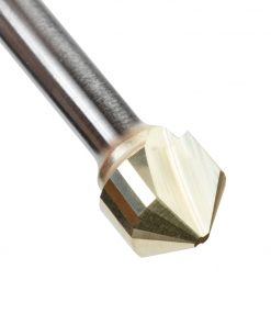 Amana 45781 Carbide V-Groove 108 Deg. Folding for Composite Material Panels Like TCM, CCM, ACM, 0.090 Inch Tip Width x 5/32 x 1/2 Dia. x 1/4 Inch Shank ZrN Coated Router Bit