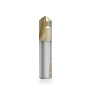 Amana 45785 Carbide V-Groove 108 Deg. Folding for Composite Material Panels Like TCM, CCM, ACM, 0.090 Inch Tip Width x 5/32 x 1/2 Dia. x 1/2 Inch Shank ZrN Coated Router Bit