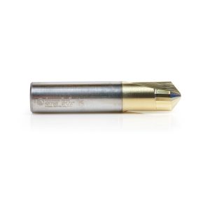 Amana 45785 Carbide V-Groove 108 Deg. Folding for Composite Material Panels Like TCM, CCM, ACM, 0.090 Inch Tip Width x 5/32 x 1/2 Dia. x 1/2 Inch Shank ZrN Coated Router Bit
