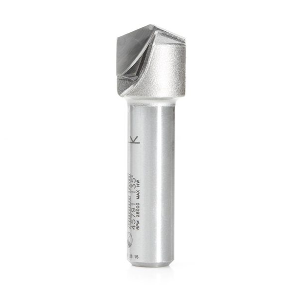 Amana 45791 Carbide Tipped Double Edge Folding V-Groove 135 Deg x 0.078 Inch Tip Width x 3/4 Dia x 1/8 x 1/2 Inch Shank