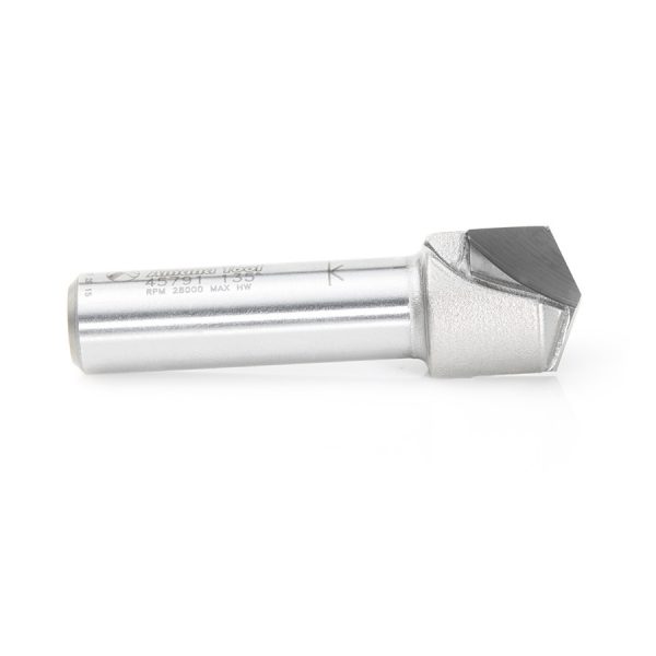 Amana 45791 Carbide Tipped Double Edge Folding V-Groove 135 Deg x 0.078 Inch Tip Width x 3/4 Dia x 1/8 x 1/2 Inch Shank