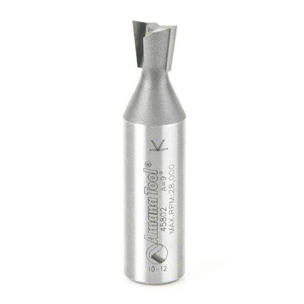 Amana 45802 Carbide Tipped Dovetail 9 Deg x 3/8 Dia x 3/8 x 1/2 Inch Shank