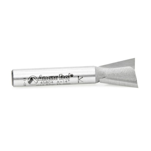 Amana 45804 Carbide Tipped Dovetail 14 Deg x 1/2 Dia x 1/2 x 1/4 Inch Shank