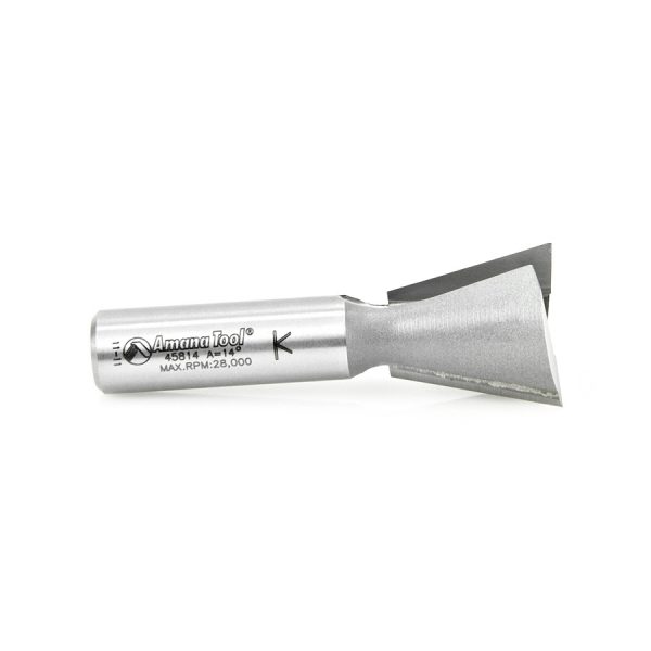 Amana 45814 Carbide Tipped Dovetail 14 Deg x 1 Inch Dia x 1 Inch x 1/2 Shank