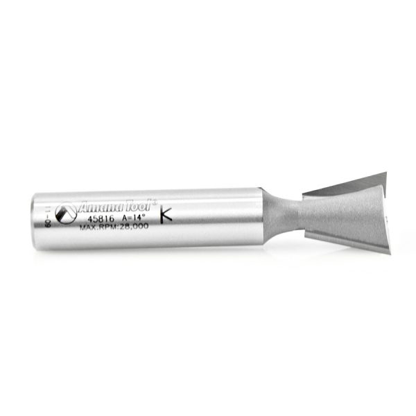 Amana 45816 Carbide Tipped Dovetail 14 Deg x 3/4 Dia x 3/4 x 1/2 Inch Shank for Omnijig & Incra