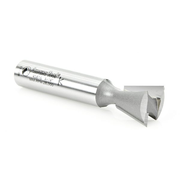 Amana 45816 Carbide Tipped Dovetail 14 Deg x 3/4 Dia x 3/4 x 1/2 Inch Shank for Omnijig & Incra