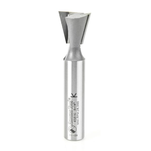 Amana 45816 Carbide Tipped Dovetail 14 Deg x 3/4 Dia x 3/4 x 1/2 Inch Shank for Omnijig & Incra