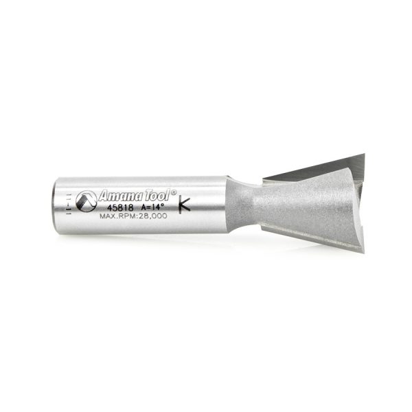 Amana 45818 Carbide Tipped Dovetail 14 Deg x 7/8 Dia x 7/8 x 1/2 Inch Shank