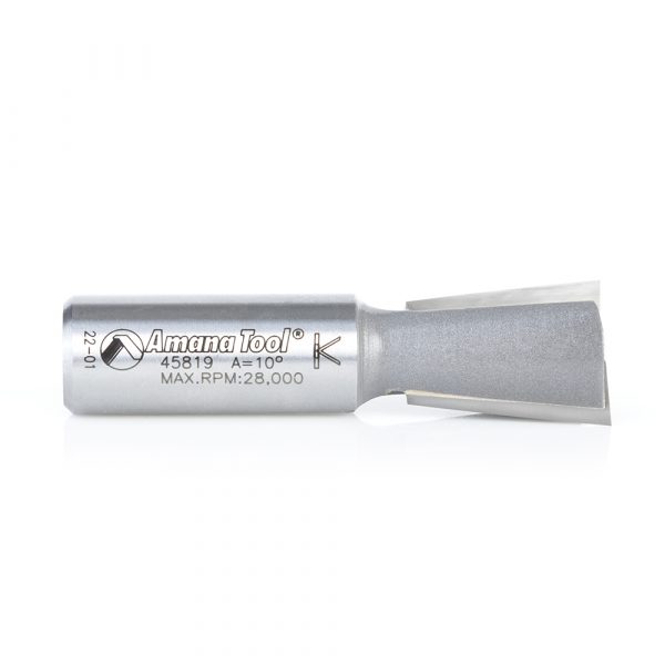 Amana 45819 Carbide Tipped Dovetail 10 Deg x 3/4 Dia x 13/16 x 1/2 Inch Shank