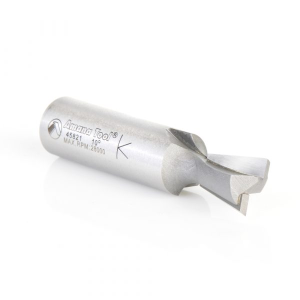 Amana 45821 Carbide Tipped Dovetail 10 Deg x 15/32 Dia x 1/2 x 1/2 Inch Shank
