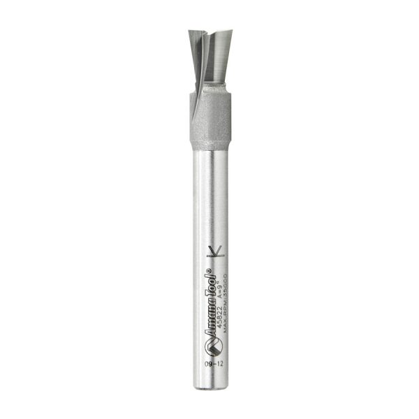 Amana 45822 Solid Carbide Dovetail 9 Deg x 5/16 Dia x 3/8 x 1/4 Inch Shank