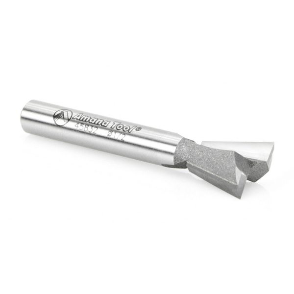Amana 45832 Carbide Tipped Dovetail 14 Deg x 1/2 Dia x 1/2 x 1/4 Inch Shank for Omnijig & Incra