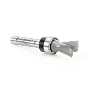 Amana 45850 Carbide Tipped Dovetail 14 Deg x 1/2 Dia x 1/2 x 1/4 Inch Shank with Upper BB