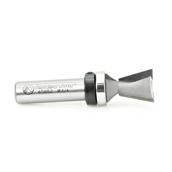 Amana 45852 Carbide Tipped Dovetail 14 Deg x 3/4 Dia x 3/4 x 1/2 Inch Shank with Upper BB