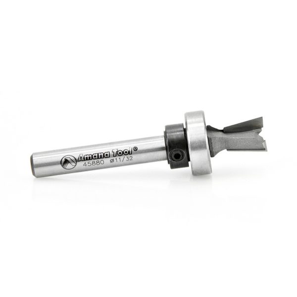 Amana 45880 Carbide Tipped Keller Dovetail 7 Deg x 11/32 Dia x 3/8 x 1/4 Inch Shank with Upper BB