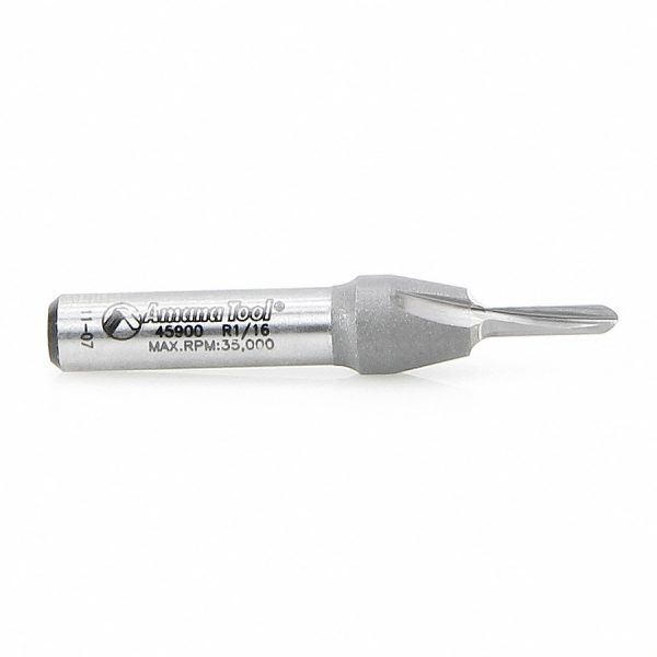 Amana 45900 Solid Carbide (Brazed To Steel Shank) Core Box 1/16 Radius x 1/8 Dia x 3/8 x 1/4 Inch Shank