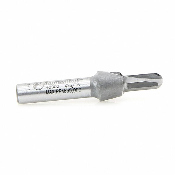 Amana 45902 Solid Carbide (Brazed To Steel Shank) Core Box 3/32 Radius x 3/16 Dia x 1/2 x 1/4 Inch Shank
