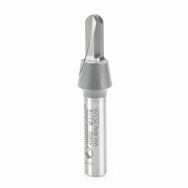 Amana 45902 Solid Carbide (Brazed To Steel Shank) Core Box 3/32 Radius x 3/16 Dia x 1/2 x 1/4 Inch Shank