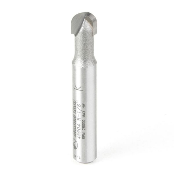 Amana 45904 Carbide Tipped Core Box 1/8 Radius x 1/4 Dia x 1/4 x 1/4 Inch Shank