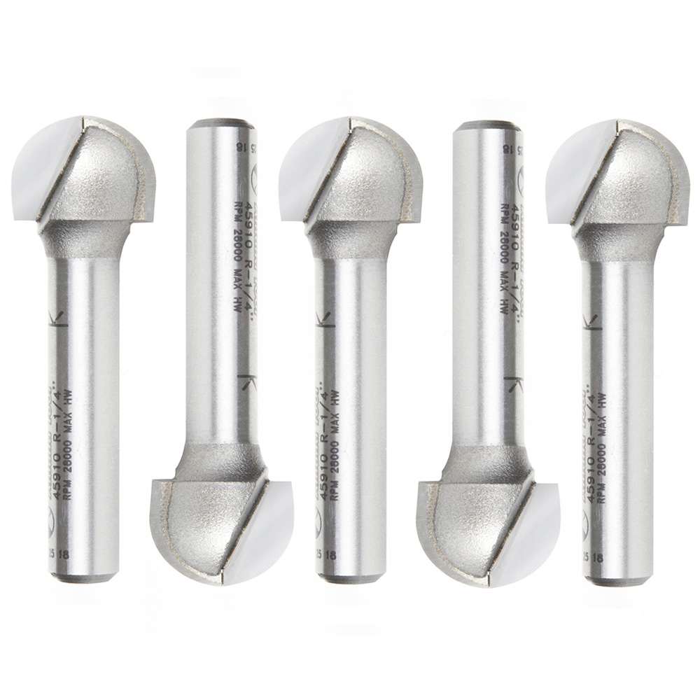 Amana 45910-5 5 Pack Carbide Tipped Core Box 1/4 Radius x 1/2 Dia x 3/8 x 1/4 Inch Shank